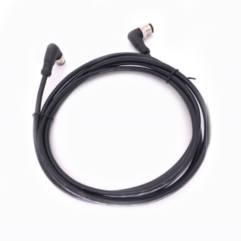 M8 Male Right Angle Double Ended Overmolded Cable