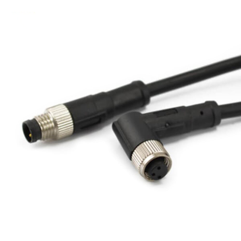M8 Male Straight to Female Right Angle Overmolded Cable