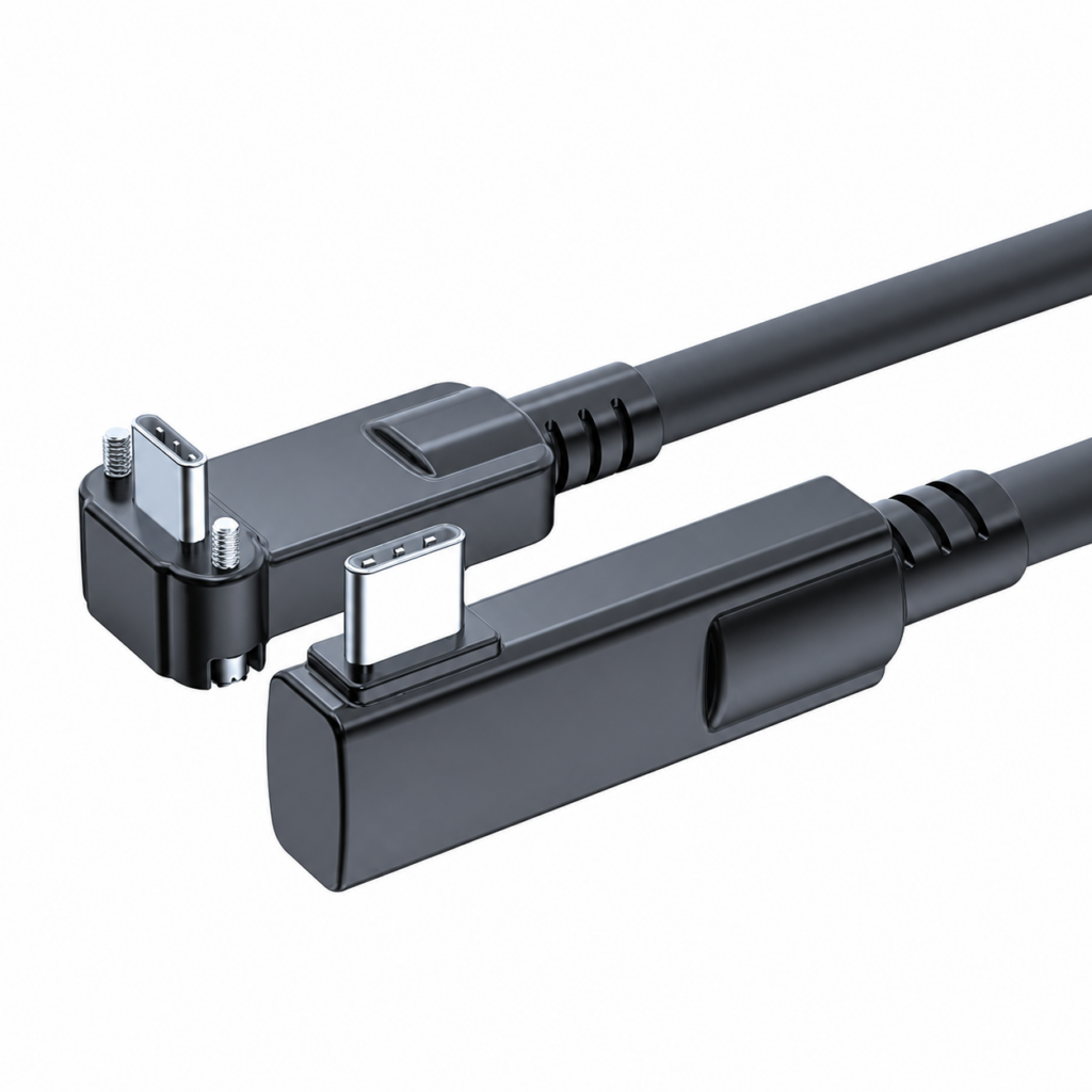 USB 3.2 Gen 2x1 Type C 2 lane Full Feature Cable with Angled Screw Lock