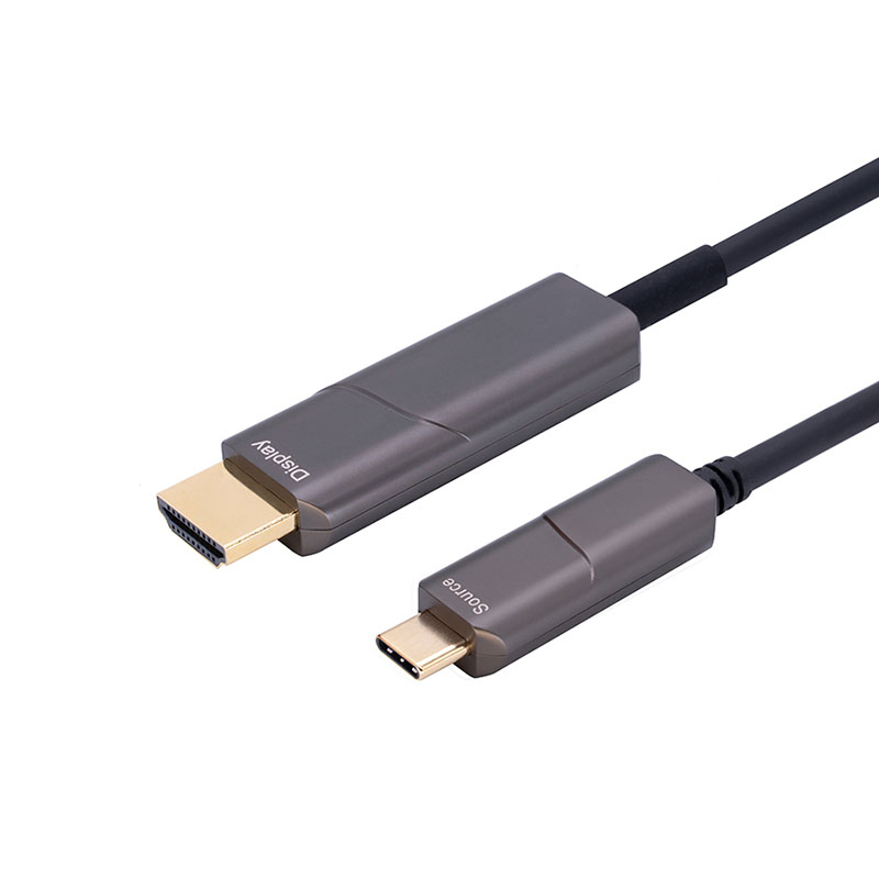 Type C-HDMI Active Optical Cable
This optical fiber cable is the ideal choice for devices with USB Type C interfaces, including computers, wearable tech, TVs, displays, projectors, and more, serving as a reliable solution for high-quality audio and video transmission.